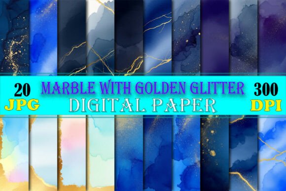 Download Dark Blue &amp; Gold Glitter Marble Paper - Gold glitter Collection