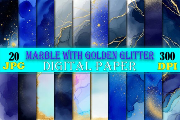 Download Dark Indigo Marble Gold Glitter Paper - Gold glitter Collection