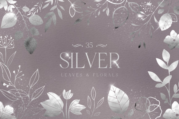 Download Silver Foil Leaves Flowers Florals PNG - Premium Resources