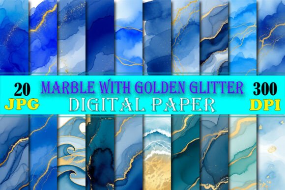 Download Royal Blue &amp; Teal Marble Gold Glitter - Gold glitter Collection