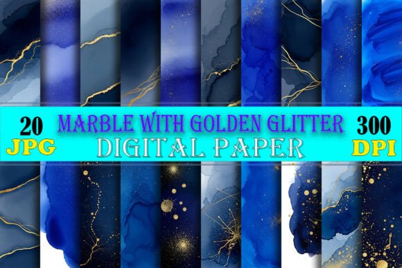 Download Blue Marble Gold Glitter Digital Paper - Gold glitter Collection